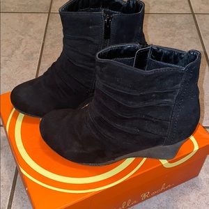 Black wedge zip up bootie
